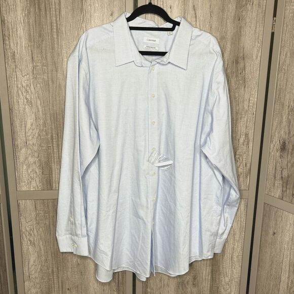 Calvin Klein Mens Infinite Non Iron Shirt Button Up Blue Size 20 36/37 NEW - Picture 1 of 8